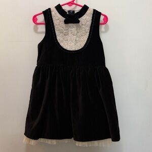 Harajuku Mini Black Velvet & Cream Lace Dress Size 4-5